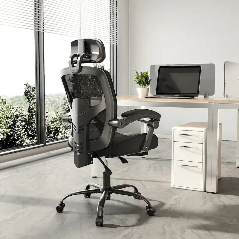 Silla de oficina ergonómica de malla con respaldo alto, soporte lumbar, silla de escritorio para ordenador