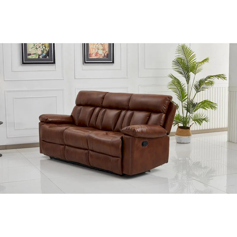 Sofá reclinable manual de 3 plazas en color naranja