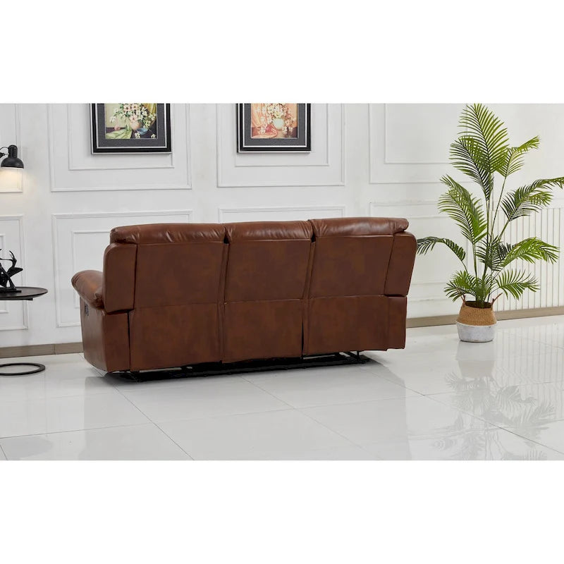 Sofá reclinable manual de 3 plazas en color naranja