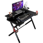 JJS 48 Escritorio para Juegos en Forma de R para Oficina en Casa con Soporte de Monitor Desmontable