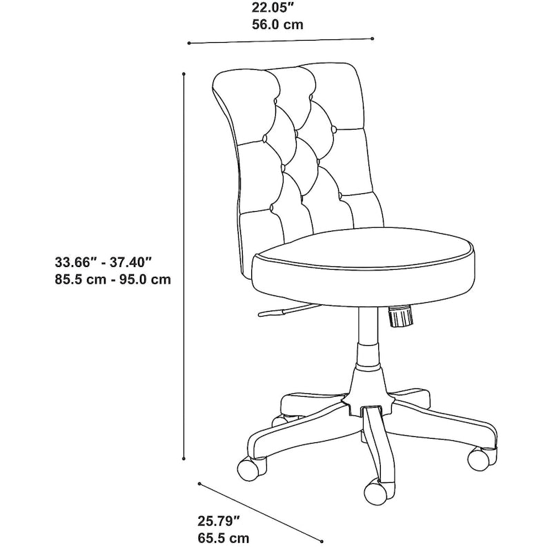 Silla de oficina capitoné de respaldo medio con altura ajustable