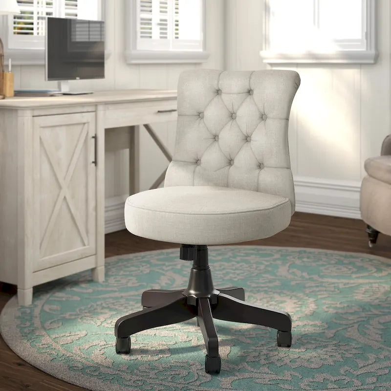 Silla de oficina capitoné de respaldo medio con altura ajustable