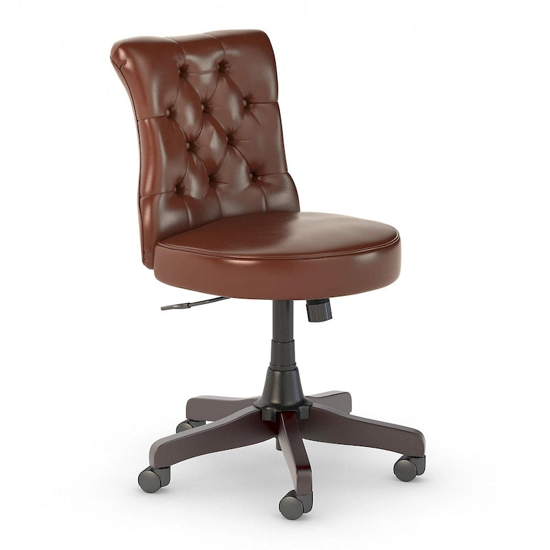Silla de oficina capitoné de respaldo medio con altura ajustable