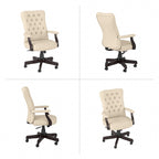 Sillón de oficina con respaldo alto, capitoné y reposabrazos