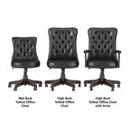 Sillón de oficina con respaldo alto, capitoné y reposabrazos