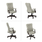 Sillón de oficina con respaldo alto, capitoné y reposabrazos